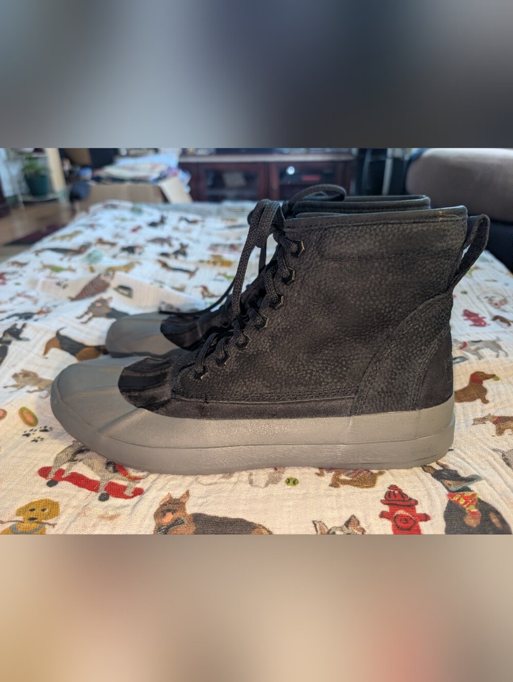 L L Bean Bar Harbor Duck Boots Black Gray Leather 517497 Women's Size 10 M